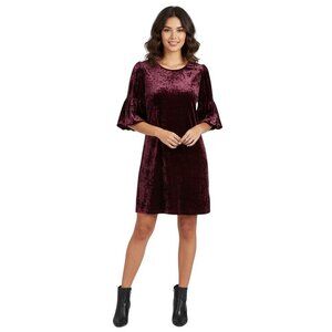 Forever 21 Burgundy Velvet Puff 1/2 Sleeve Swing Dress Size L